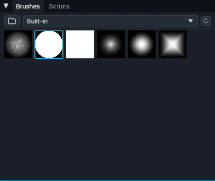 The Brushes panel with the built-in brushes